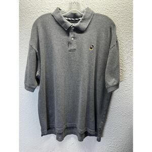 Disney Parks Mickey Mouse Polo Shirt Mens L Gray Embroidered Logo Short Sleeve